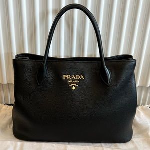 Authentic Prada Leather Top Handle Handbag